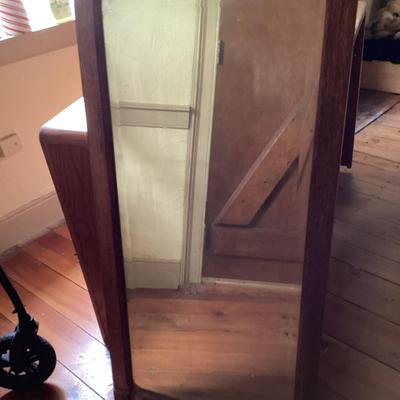 Antique Rectangular Wood Framed Mirror