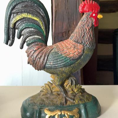 Painted Cast Iron Rooster Doorstop