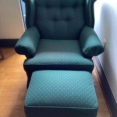 Green Upholstered Chair With Matching Ottoman