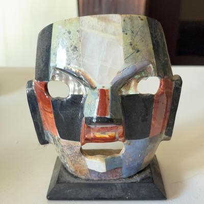 Vintage Aztec Collage Death Mask