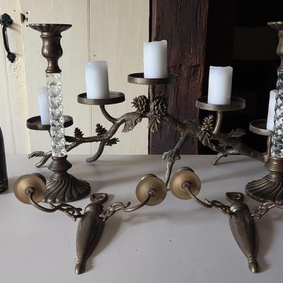 Assortment of Metal Candle Holders & More