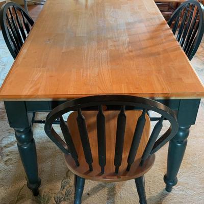 Green Wooden Table & Spindleback Chair Set