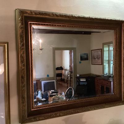 Large Gilded Beveled Edged Mirror