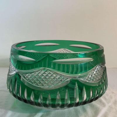 Green Cut Crystal Bowl