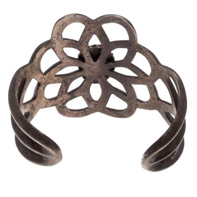 Navajo Turquoise, Sandcast Silver Cuff Bracelet