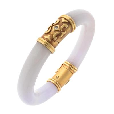 Jade, Diamond, 18k Yellow Gold Bracelet