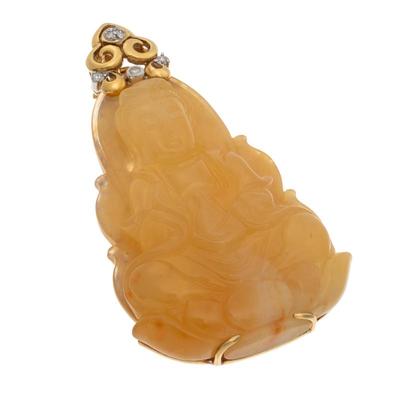 Jade, Diamond, 18k Yellow Gold Enhancer Pendant