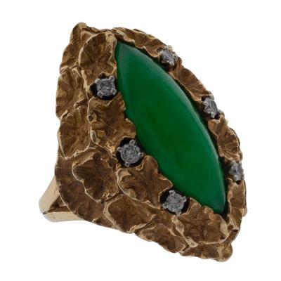 Jade, Diamond, 18k Yellow Gold Ring