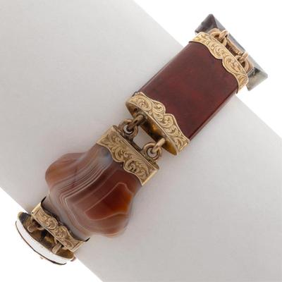 Victorian Scottish Agate, Yellow Gold Bracelet