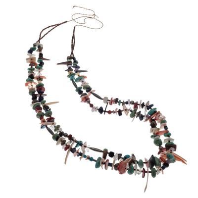 Multi-Stone, Shell, Silver Necklace