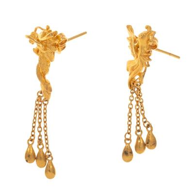 Pair of Chinese 24k Dragon and Phoenix Earrings