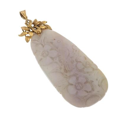 Lavender Jade, 14k Yellow Gold Pendant