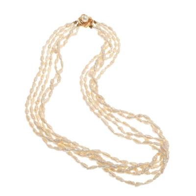 Freshwater Cultured Pearl, 14k Yellow Gold Necklace