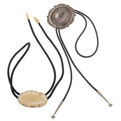 Collection of Two Silver, Antler Bolo Ties