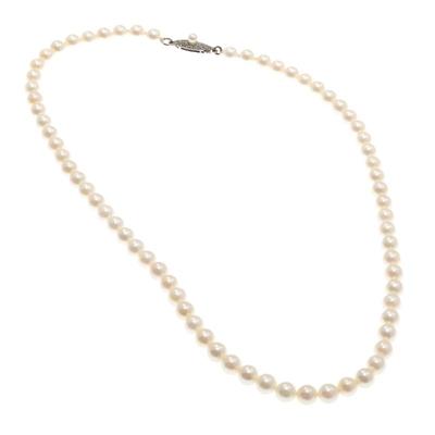 Cultured Pearl, Sterling Silver Necklace, Mikimoto