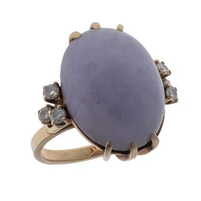 Lavender Jade, Diamond, 14k Yellow Gold Ring
