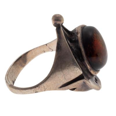 Modernist Fire Agate, Sterling Silver Ring, Peter Broome