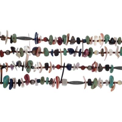 Multi-Stone, Shell, Silver Necklace