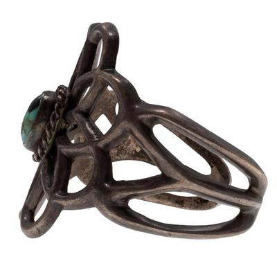 Navajo Turquoise, Sandcast Silver Cuff Bracelet