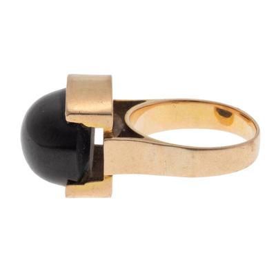 Black Jade, 14k Yellow Gold Ring