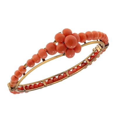 Victorian Coral Bangle Bracelet