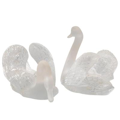 Pair of Lalique Glass Swans