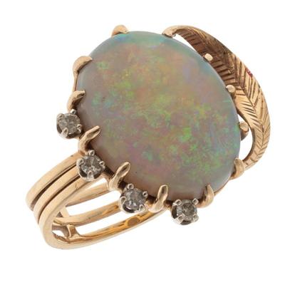 Opal, Diamond, 18k Yellow Gold Ring
