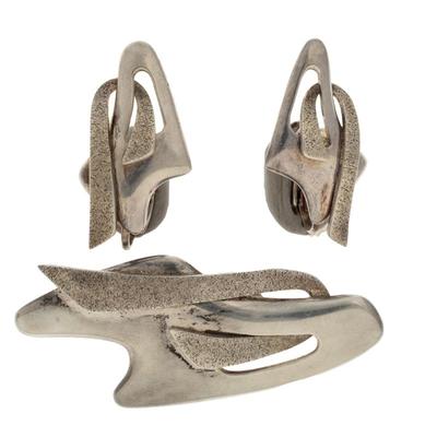 Sigi Pineda Modernist Sterling Silver Jewelry Suite