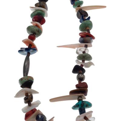 Multi-Stone, Shell, Silver Necklace