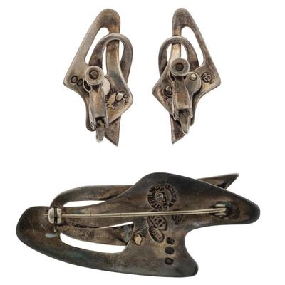 Sigi Pineda Modernist Sterling Silver Jewelry Suite
