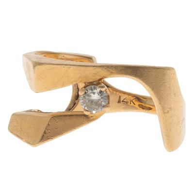 Modernist Diamond, 14k Yellow Gold Ring