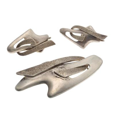 Sigi Pineda Modernist Sterling Silver Jewelry Suite