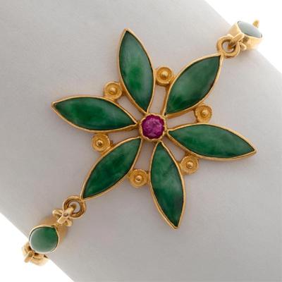 Jade, Synthetic Ruby, 22k, 10k Bracelet