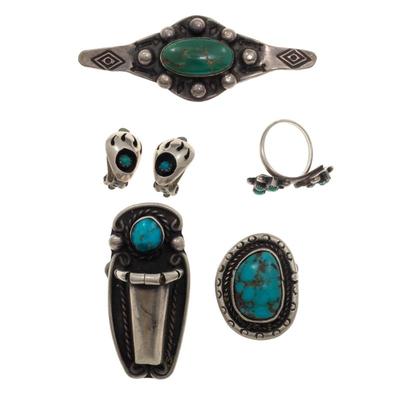Collection of Turquoise, Silver Jewelry