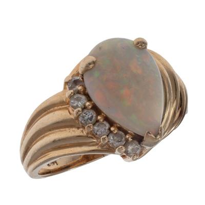 Opal, Diamond, 14k Yellow Gold Ring