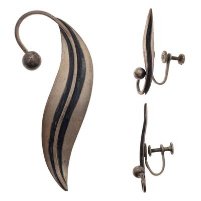 Modernist Mexican Sterling Silver Jewelry Suite