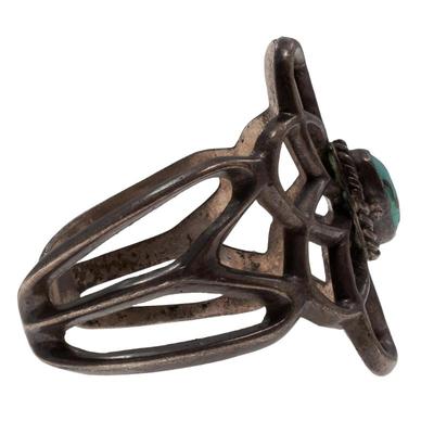 Navajo Turquoise, Sandcast Silver Cuff Bracelet