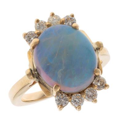 Opal, Diamond, 14k Yellow Gold Ring