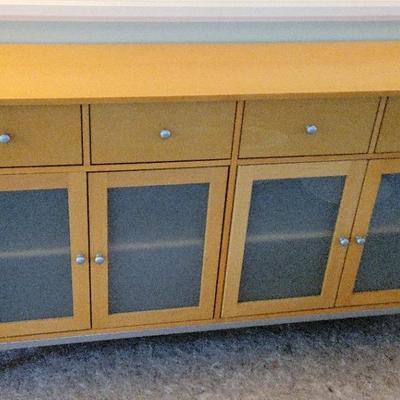 MODERN IKEA CONSOLE WITH GLASS FRONT CABINETS 
