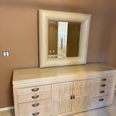 Henredon Solid Wood Dresser And Mirror 