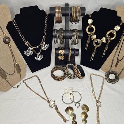 Gold Bronze And Copper Tone Statement Jewelry 