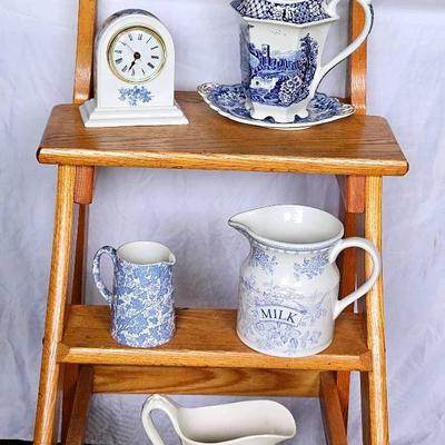 White With Blue Floral Vintage Decor 