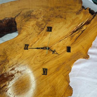 Clock On A Huge Wooden Burl Slab 