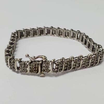 10K White Gold Diamond Bracelet -  2 Carat Total Weight - 7 1/8"