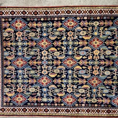Hand-Knotted Shirvan Style Area Rug with Geometric Lattice Pattern - 3’3”x 2’5”