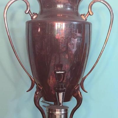 Large Vintage Sheffield Stile Samovar – Brass Finish, 30"Tall, Non-Electric, Tomlinson Spigot