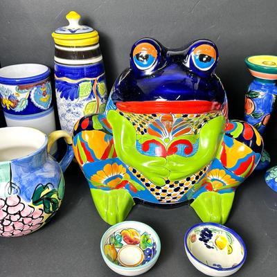 Colorful Masart Ceramic Frog Planter 14”h, Italian Kitchen Ceramics, More