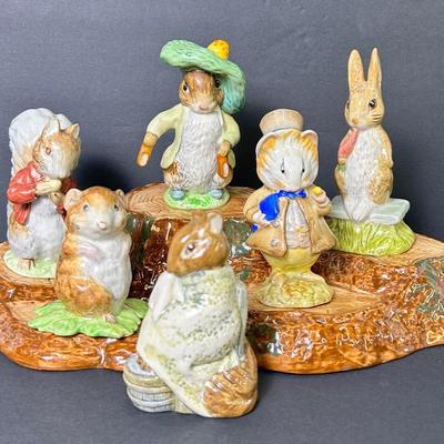 Beswick Beatrix Potter Figurines With Tree Stump Base Lot 3