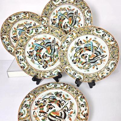 Chinese Famille Rose 1000 Butterflies Plates - 8.5” Diameter