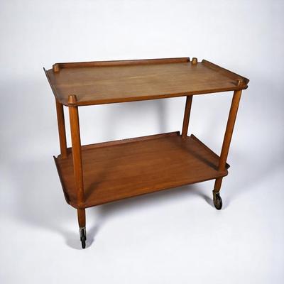 Danish Modern Poul Hundevad Teak Serving Trolley Cart - 29x17x24”